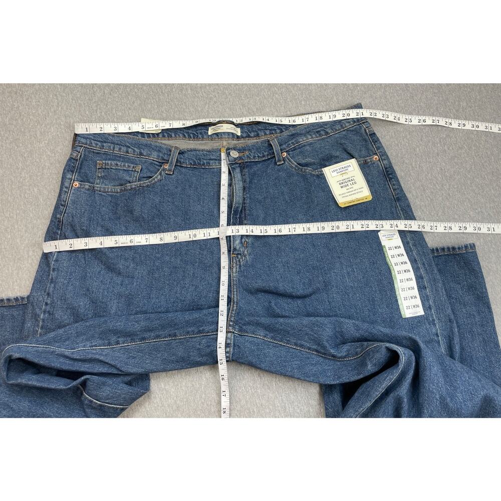 Levis Jeans Women 22 (W36) Blue Cotton Blend Stretch Mid-Rise Wide Leg NWT - Picture 9 of 10